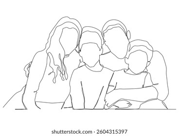  continuous one line drawing of mother father and child