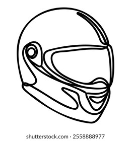 Continuous one line drawing Motorcycle helmet with clipping path. Single line draw design vector graphic illustration.