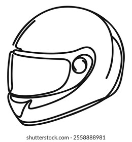 Continuous one line drawing Motorcycle helmet with clipping path. Single line draw design vector graphic illustration.