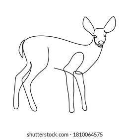 Continuous one line drawing of a Mouse Deer. Vector illustration