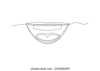 Continuous One Line Drawing Mouth Icon. World Smile Day Concept. Single Line Draw Design Vector Graphic Illustration.