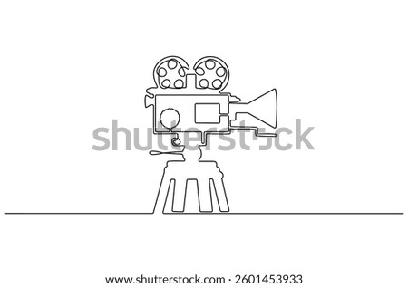 Continuous one line drawing of Movie camera. Single line drawing illustration Cinema camera. Professional camera concept vector art. Doodle line illustration.