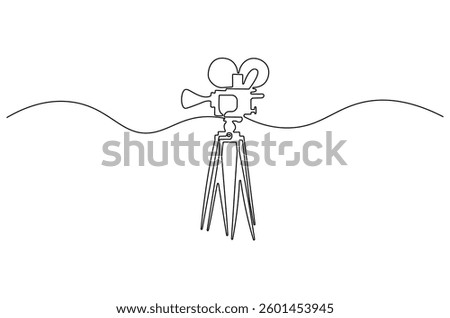 Continuous one line drawing of Movie camera. Single line drawing illustration Cinema camera. Professional camera concept vector art. Doodle line illustration.