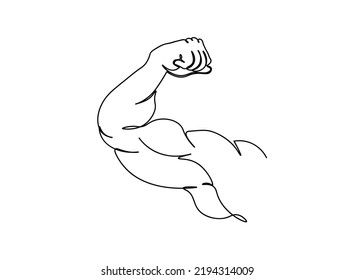 Continuous one line drawing. Muscular Arm Vector illustration
