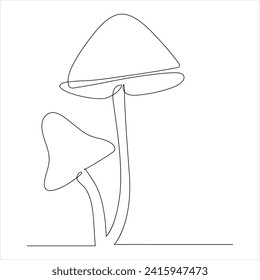 Continuous one line drawing of mushroom line art drawing vector illustration 