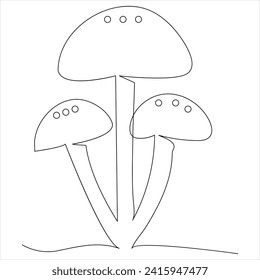 Continuous one line drawing of mushroom line art drawing vector illustration 