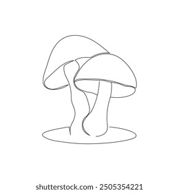 Continuous one line drawing of mushroom vector art illustration. Continuous one line art drawing of mushroom 