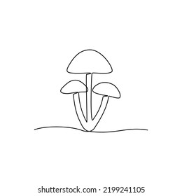 Dibujo continuo de una línea de hongos. Ilustración del vector