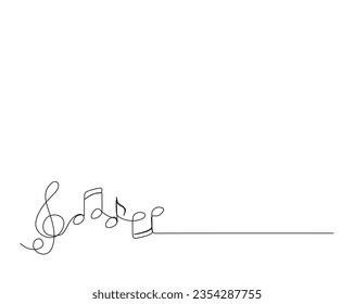 Dibujo continuo de una línea de notas musicales. Las notas musicales esbozan la ilustración vectorial. Trazo editable.