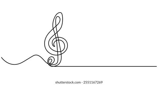 Continua una línea de dibujo de notas de música en el pentagrama. Símbolo musical en una línea lineal, nota musical ícono de línea continua, línea de música continua ilustración de boceto de Vector de nota de arte. Canción de notas de música Abstractas.