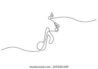 Continuous one line drawing of Music note. Single line drawing illustration of musical notes. Melody And Sound concept vector art. Doodle line illustration.
