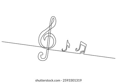 Continuous one line drawing of Music note. Single line drawing illustration of musical notes. Melody And Sound concept vector art. Doodle line illustration.
