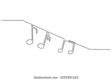 Continuous one line drawing of Music note. Single line drawing illustration of musical notes. Melody And Sound concept vector art. Doodle line illustration.
