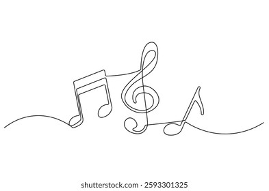 Continuous one line drawing of Music note. Single line drawing illustration of musical notes. Melody And Sound concept vector art. Doodle line illustration.
