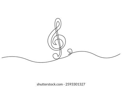 Continuous one line drawing of Music note. Single line drawing illustration of musical notes. Melody And Sound concept vector art. Doodle line illustration.
