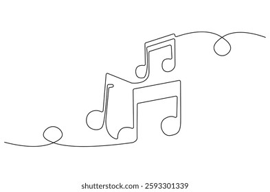 Continuous one line drawing of Music note. Single line drawing illustration of musical notes. Melody And Sound concept vector art. Doodle line illustration.
