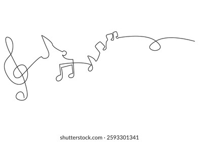 Continuous one line drawing of Music note. Single line drawing illustration of musical notes. Melody And Sound concept vector art. Doodle line illustration.
