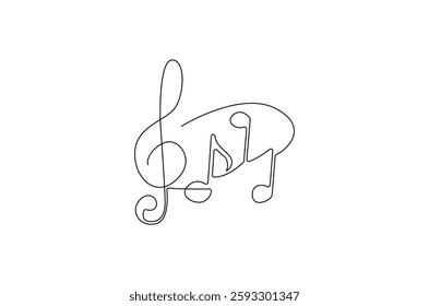 Continuous one line drawing of Music note. Single line drawing illustration of musical notes. Melody And Sound concept vector art. Doodle line illustration.
