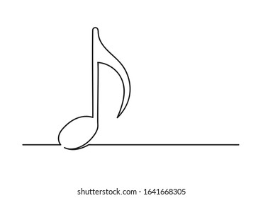 Continuous one line drawing of a musical note. Music symbol isolated on a white background. Vector illustration