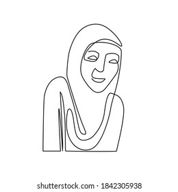 Continuous one line drawing of muslim woman