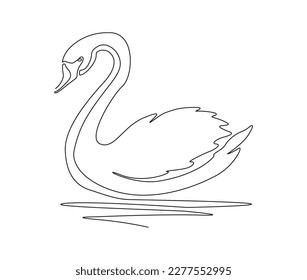 Continuous one line drawing of mute swan. Simple swan outline vector illustration. 