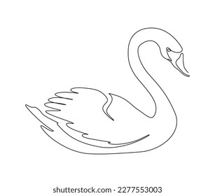 Dibujo continuo de una línea de cisne mudo. Ilustración vectorial de contorno de cisne simple. 