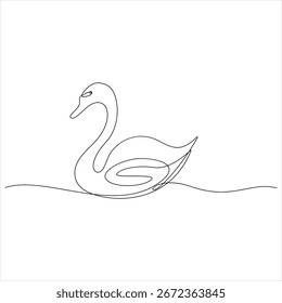 Continuous one line drawing of mute swan simple swan outline vector illustration
