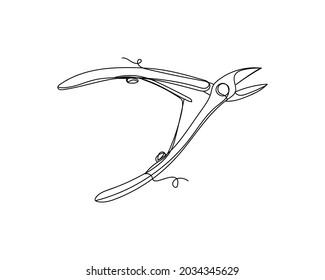 Dibujo continuo de una línea de un icono de clavijas en silueta sobre un fondo blanco. Linear estilizado.