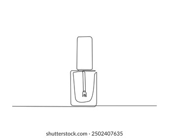 Dibujo continuo de una línea de botella de esmalte de uñas. Botella cosmética de esmalte de uñas de una sola línea de Ilustración vectorial. Vector de línea editable.