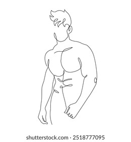Dibujo continuo de una línea de figura masculina desnuda. Hombre Cuerpo Desnudo Dibujo. Desnudo Una Línea Retrato Abstractas. Diseño minimalista. Vector 10.	