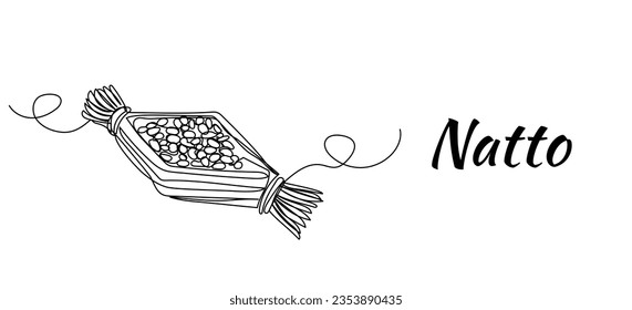 Continuous one line drawing of natto, fermented soybeans. Traditional Japanese food. Simple vector illustration