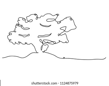 Continuous Line Drawing Nature Tree Vector Stock Vector (Royalty Free ...