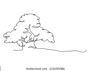 Continuous One Line Drawing Nature Tree Stock Vector (Royalty Free ...