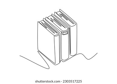 Continuous one line drawing neatly arranged books. Book lovers concept. Single line draw design vector graphic illustration.