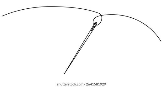 continuous one line drawing, Needle icon line continuous drawing vector. One line Needle icon vector background. Sewing needle icon. Continuous outline of a Sewing needle icon, Continuous Line