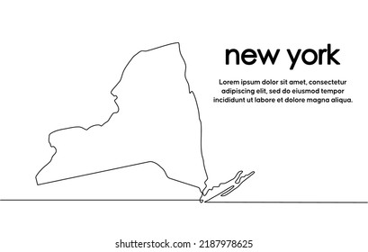 Continuous one line drawing of new york map. new york map can be used for education, travel across American cities, infographics, science, web presentations in doodle style