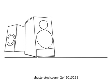 Continuous one line drawing of A new black bookshelf speaker. Single line drawing illustration of Speaker Music. Party equipment concept vector art. Doodle line illustration.