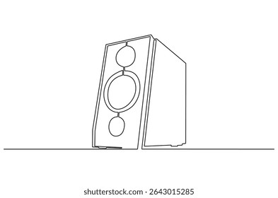 Continuous one line drawing of A new black bookshelf speaker. Single line drawing illustration of Speaker Music. Party equipment concept vector art. Doodle line illustration.