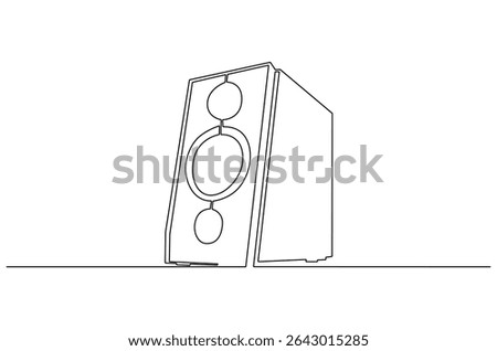 Continuous one line drawing of A new black bookshelf speaker. Single line drawing illustration of Speaker Music. Party equipment concept vector art. Doodle line illustration.