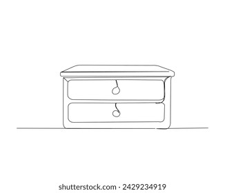 Continuous one line drawing of nightstand bed table. Side table table single outline vector illustration. Interior and furniture concept, editable stroke.