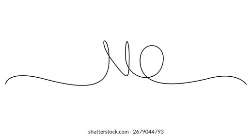 Desenho contínuo de uma linha de nenhuma ilustração de vetor de palavra de texto
