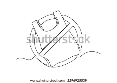 Continuous one line drawing no plastic. World environment day concept. Single line draw design vector graphic illustration.