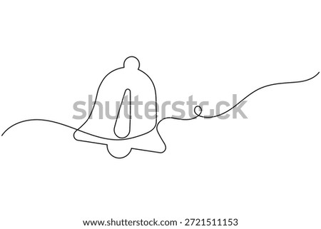 Continuous One Line Drawing of Notification Bell with Top Loop Icon