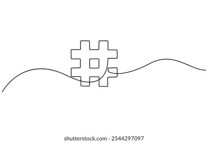 Dibujo continuo de una línea de un signo numérico. Icono de símbolo de etiqueta de una sola línea