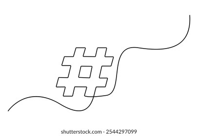 Continuous one line drawing of a number sign. Single line hashtag symbol icon