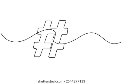 Dibujo continuo de una línea de un signo numérico. Icono de símbolo de etiqueta de una sola línea