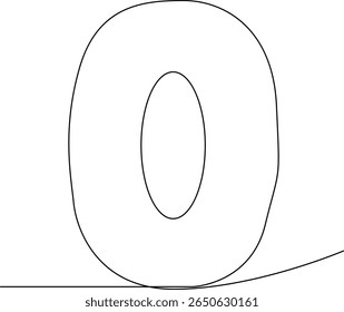Continuous one line drawing of number 0. Simple minimalist illustration. Concept for zero, a new beginning, or wholeness. Black and white vector graphic isolated on a white background