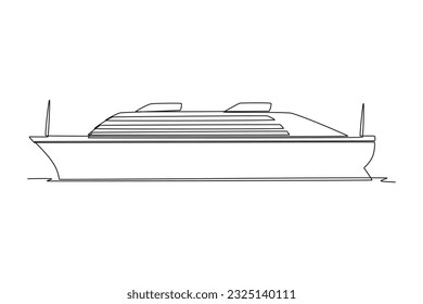 Continuous one line drawing Ocean travel transportation concept. Single line draw design vector graphic illustration.