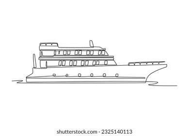 Continuous one line drawing Ocean travel transportation concept. Single line draw design vector graphic illustration.