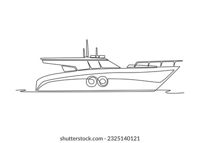 Continuous one line drawing Ocean travel transportation concept. Single line draw design vector graphic illustration.